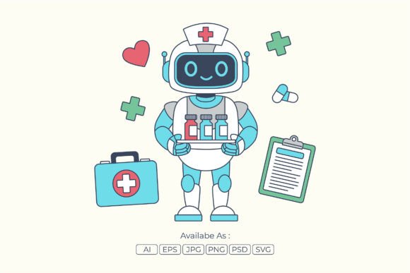 AI Medical Assistant Robot Illustration