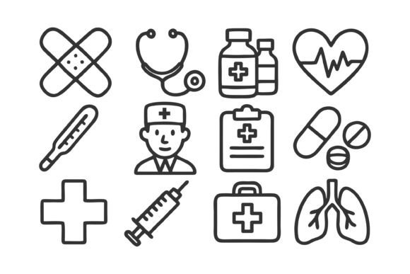 Clean, Line Art Medical Icons