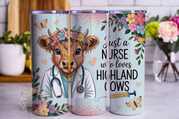 Cute Nurse Highland Cow 20oz Tumbler