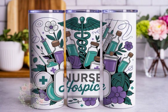 Hospice Nurse Floral 20oz Tumbler Wrap