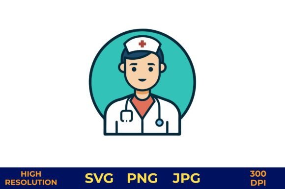 Male Nurse Vector Design in Teal Uniform