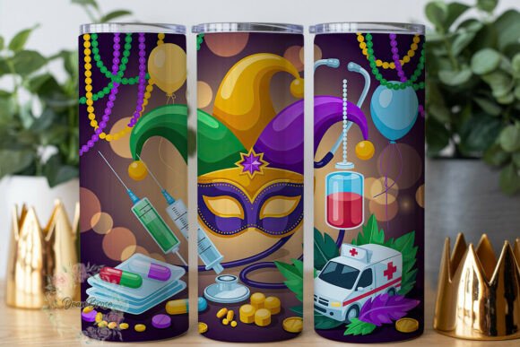 Mardi Gras Nurse Party 20oz Tumbler Wrap