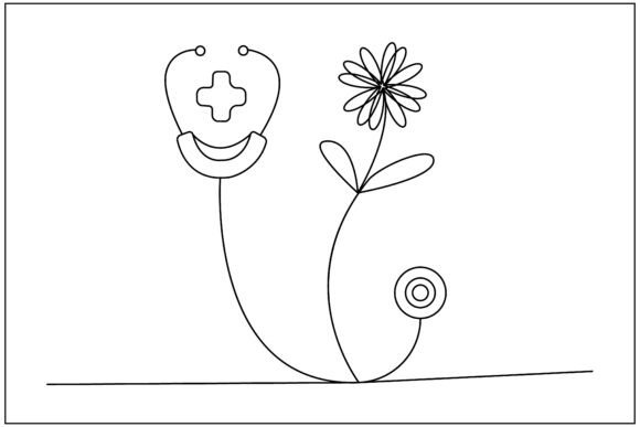 Medical Cross Stethoscope Line Art