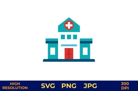 Medical Facility Icon with Red Cross