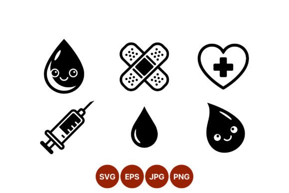 Medical Icons Blood Syringe Heart