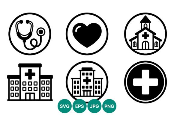 Medical Icons Hospital Cross Heart