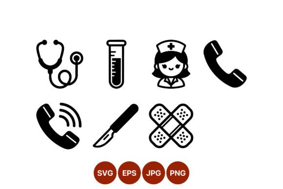 Medical Icons Set Black and White