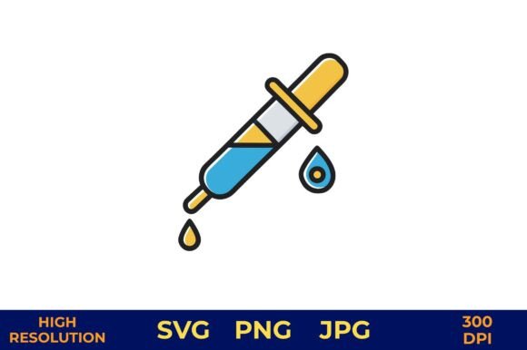 Medical Syringe with Blue Fluid Drops