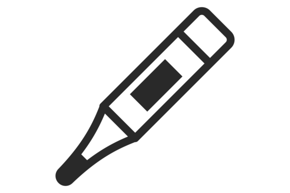 Medical Thermometer Black Icon. Body Tem