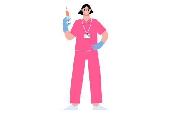 Nurse Color Character. Medical Worker Ho