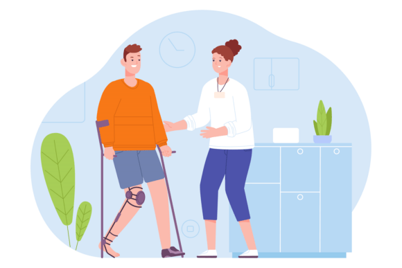Nurse Helps Patient with Orthopedic Injury