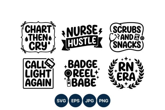 Nurse Hustle Black and White Vector Art