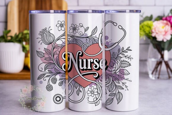 Nurse Love Floral Heart 20oz Tumbler