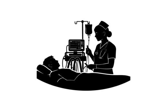 Nurse Tending to Patient with Medical Eq