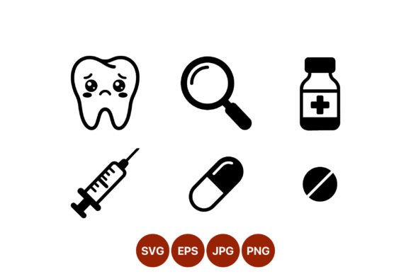 Sad Tooth Medical Vector Icons