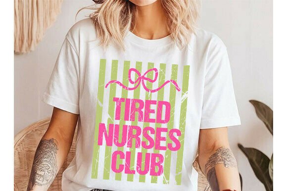 Tired Nurses Club PNG, Striped Nurse